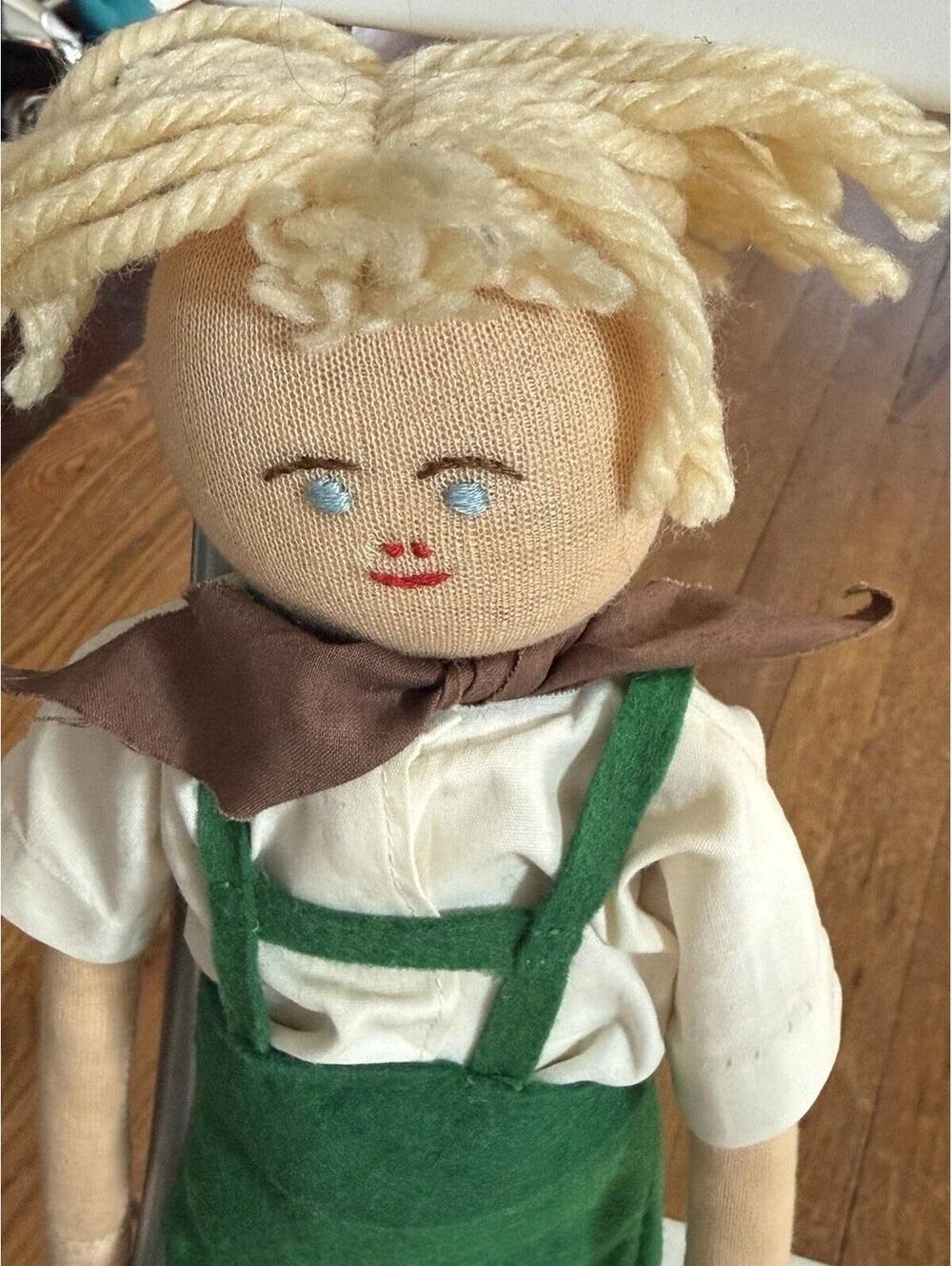 Vintage  handmade cloth rag doll 15” , Good Condition